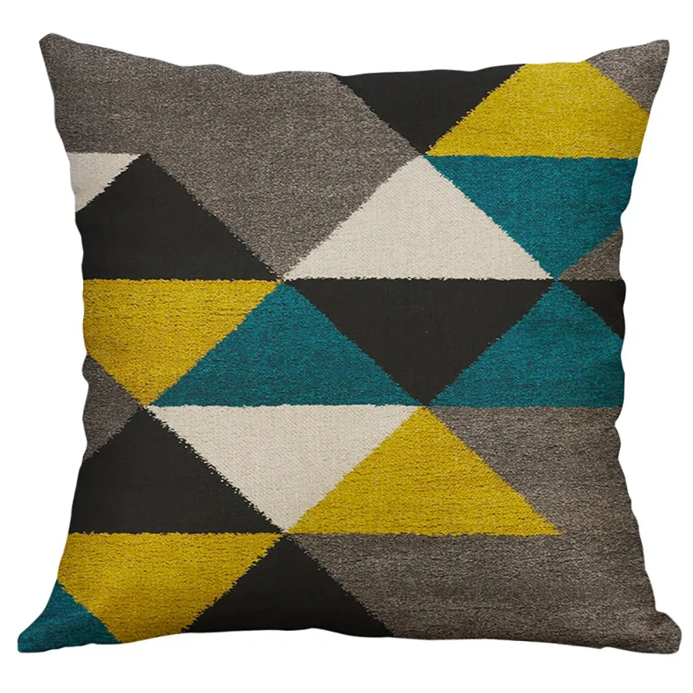 

40X40cm Square Cotton Linen Cushion Cover Irregular Geometric Pattern Pillow Case Waist Throw Pillow Cover Hidden Zipper Closure