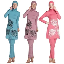 Консервативный Мусульманский купальник большого размера для женщин, скромный цветочный принт, полное покрытие, Мусульманский купальник, хиджаб, ислам, Буркини, пляжная одежда для ванной