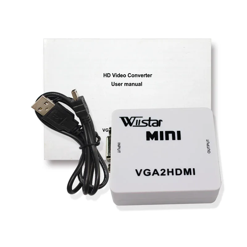 Wiistar VGA для HDMI конвертер адаптер 1080 p Мини-композит VGA для HDMI конвертер для Тетрадь ПК для HDTV проектор VGA2HDMI