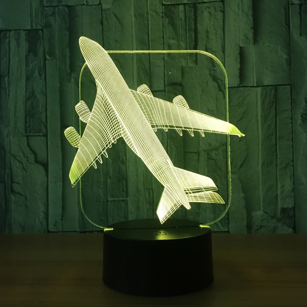 3D самолет военный модель Творческий Night Light Touch реактивный самолет настольная лампа LED Иллюзия ночники классная игрушка 50% скидка