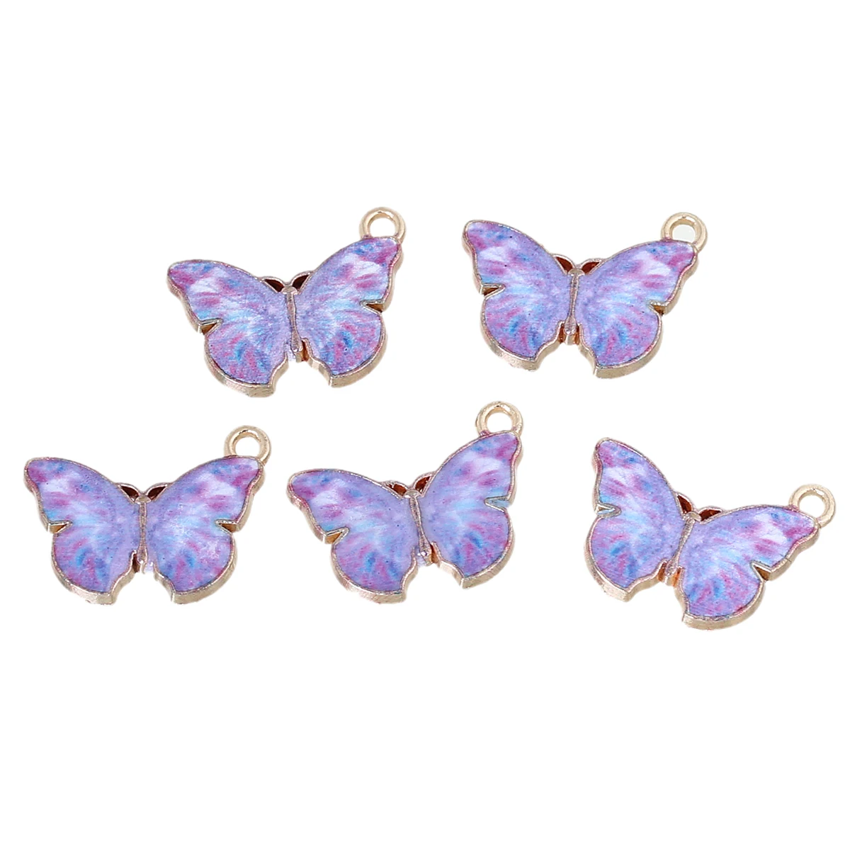 

Doreen Box Charm Pendants Butterfly Light Golden Purple Enamel 20mm( 6/8") x 15mm( 5/8"),10 PCs 2016 new