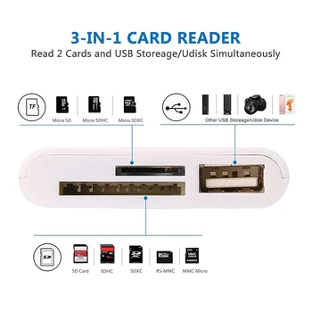 

3 in 1 Card Reader For Tablet iPad 4 Mini IOS 11 Micro SD SD MMC TF Card Reader USB OTG Cable Adapter Camera Connection Kit