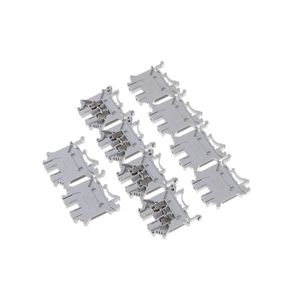 10PCS Plastic Screw Fixed UK-3N Terminal Blocks DIN Rail Universal Mount Guide Terminal Block 800V 32A High Quality
