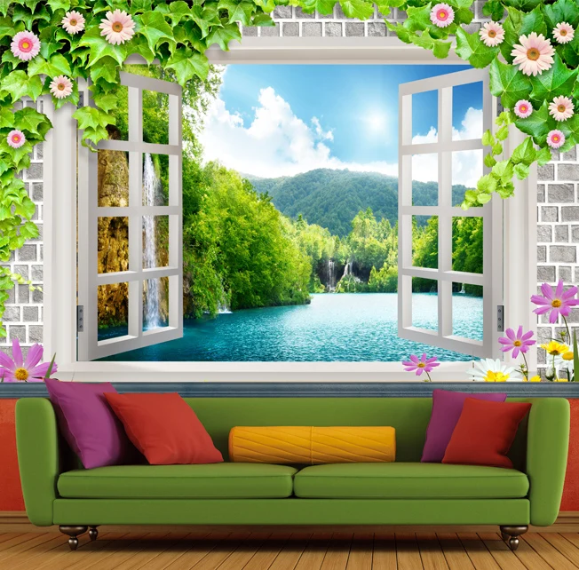 Custom 3d Photo Wallpaper 3d Landscape Wallpaper Mural Fake Windows Rustic  Living Room Sofa Tv Background Wallpaper - Wallpapers - AliExpress