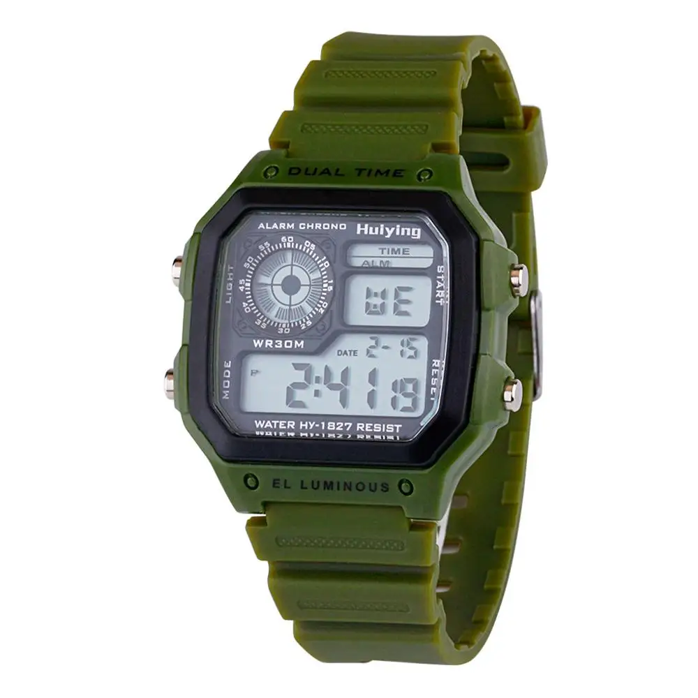 Мужские Цифровые спортивные водонепроницаемые часы с двойным временем, мужские многофункциональные светодиодный электронные часы, наручные часы с секундомером