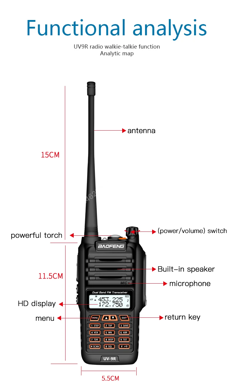 BaoFeng UV-9R плюс Водонепроницаемый портативная рация 8 Вт UHF VHF Двухдиапазонный IP67 КВ трансивер УФ 9R Ham Портативный радио