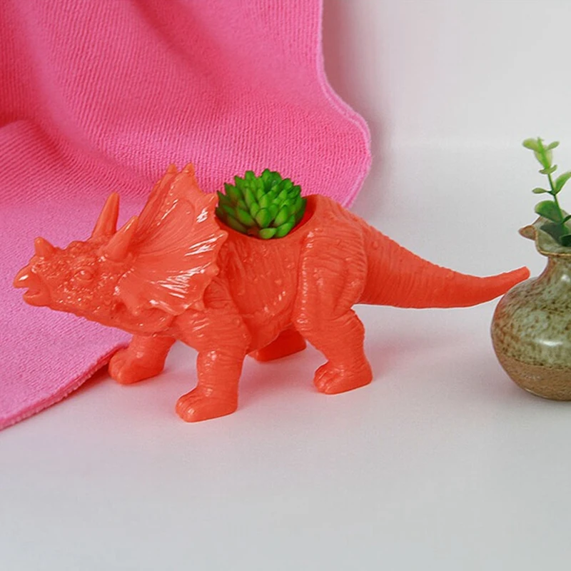 

Succulent Flower Pot Triceratops Dinosaur Planter Cute Animal Home Office Grow