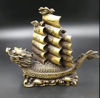 

Chinese Folk Culture HandMade Pure Brass Dragon Boat statue