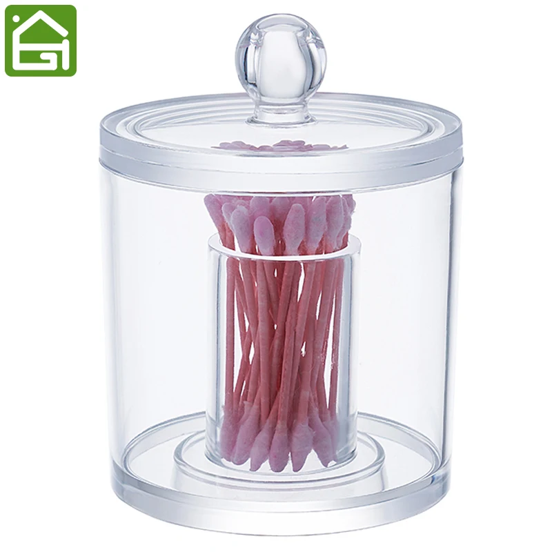 

Transparent Cosmetic Organizer Acrylic Box Cotton Swabs and Q-tips Makeup Box