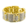 Men Women Hip hop Wide I Square Cross Shape Rhinestone Bracelet Bangle Bling Imitation Stone Chains Link Wristbands Fine Jewelry 2