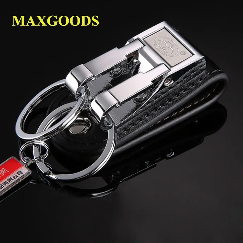 Мужской кожаный ремень с пряжкой черный коричневый 2 петлями|key ring holder|fashion key chainkey
