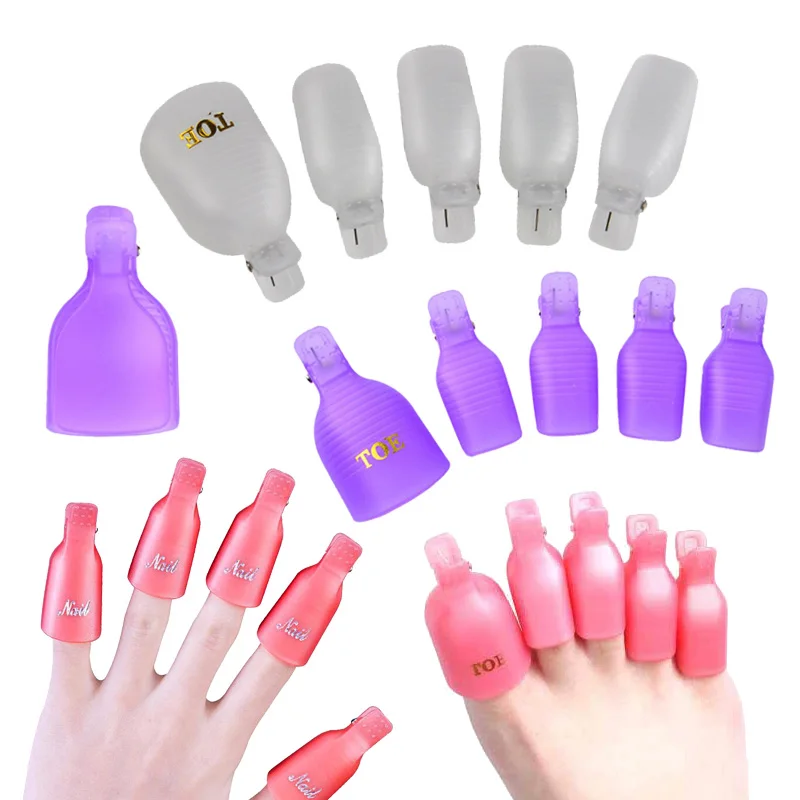 Finger Toe Nail Polish Remover Clip Pedicure Nail Gel Remover Wrap Kit