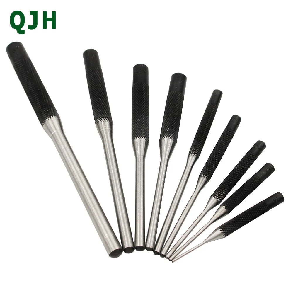 

9pcs 40CR Steel Multi Size Round Head Pins Punch Set Grip Roll Pins Punch Tool Kit Professional Hollow End Starter Punch Chisel