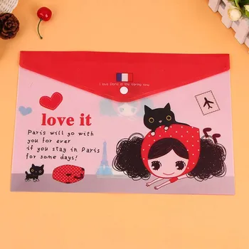 

cute A4 paper bags coin bags 225X305mm PVC plastic package Office Document 12pcs / lot