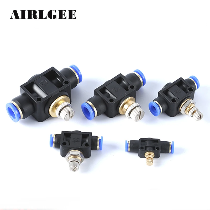 Pneumatic 2Way Air Flow Speed Controller 4mm 6mm 8mm 10mm 12mm OD Tube Adjustable Quick union fittings Throttle Valve | Обустройство