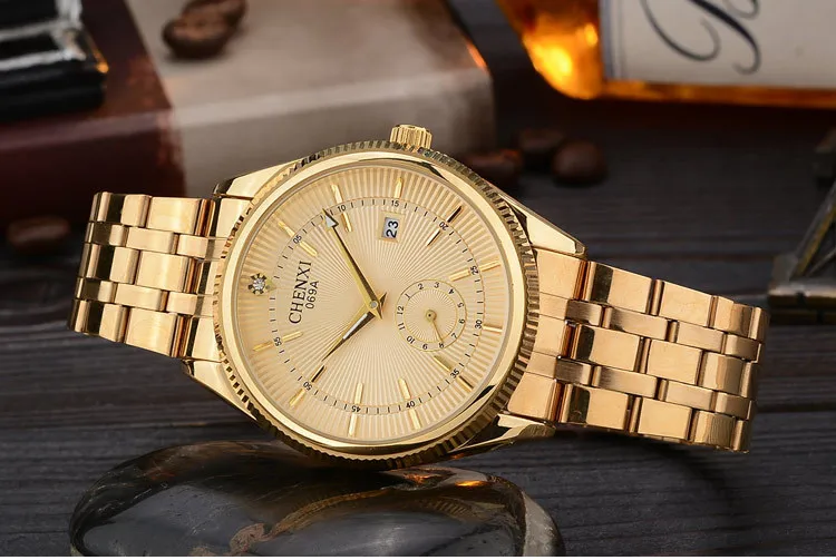 CHENXI Gold Watch Men Watches Top Brand Luxury Famous Wristwatch Male Clock Golden Quartz Wrist Watch Calendar Relogio Masculino - Image 4
