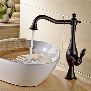 

Oil Rubbed Bronze Countertop Tap Mixer Deck Mounted Swivel Bathroom Basin Faucet