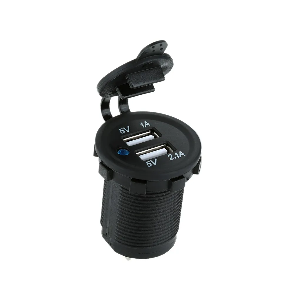 

DC 6-30V Auto Dual USB Socket Charger Power Adapter Outlet Power Plastic waterproof cover Widely used in cars trucks refit parts