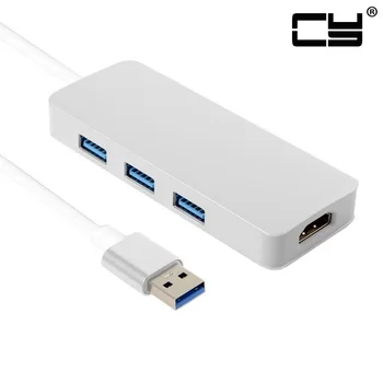 

Jimier USB 3.0 USB 2.0 to HDMI HDTV 1080p External Graphics Card & USB 3 Ports Hub 4 in 1 Multiplicate Converter Adapter Cable