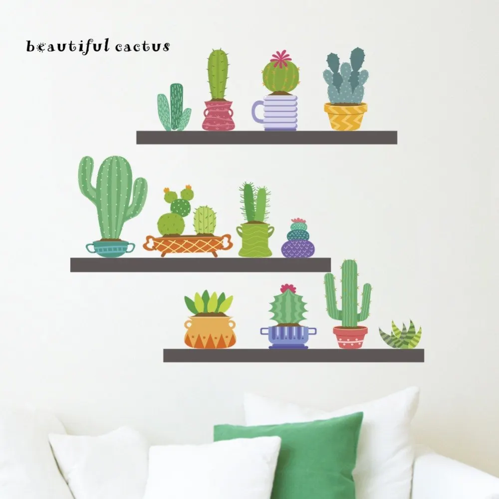  Beautiful  Cactus Plants Wall  Stickers  for Kids room 