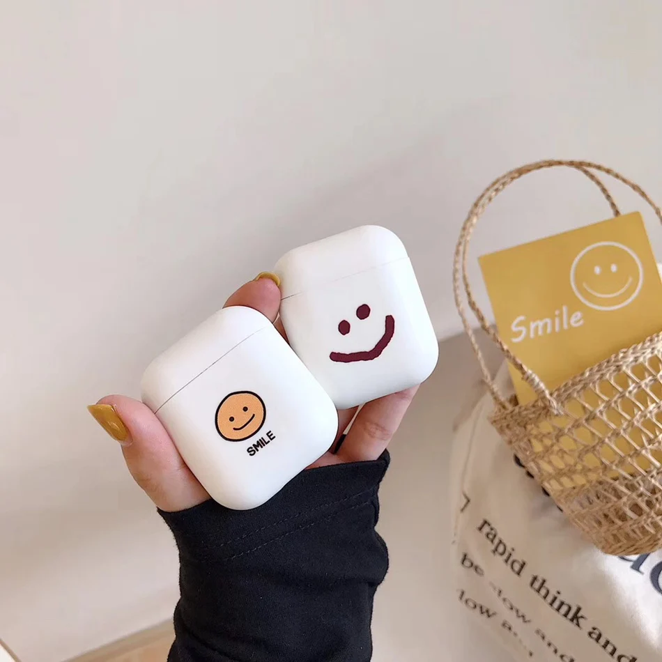 

For AirPods Case Cute Cartoon Emoticon Pattern Soft Silicone Earphone Cases For Apple Airpods 2 ins Style Smile Protect Cover