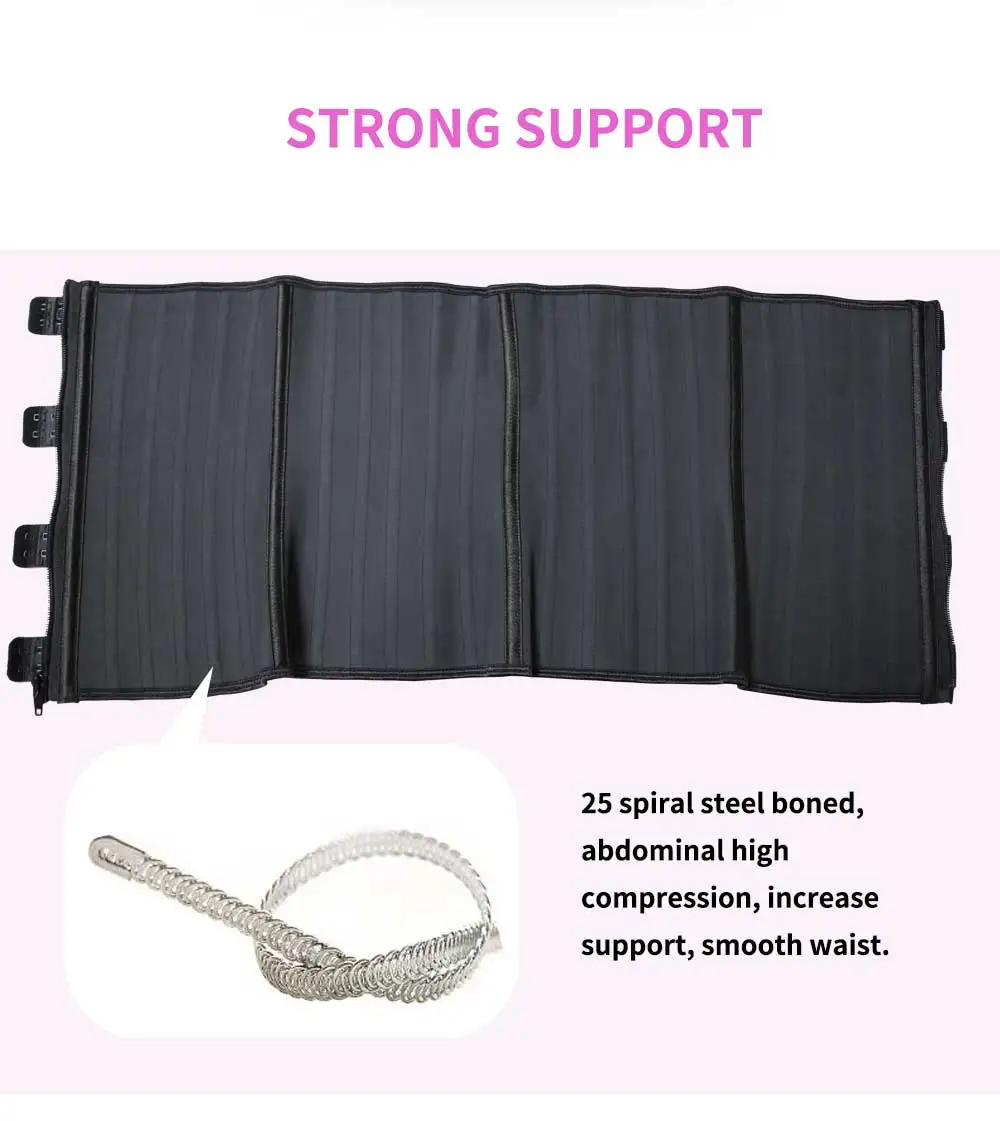NB1311-02 Atbuty Zipper and hooks Latex Waist Trainer 25 Steel boned Waist Cincher Corset Workout Slim Body Shaper Girdles (2)