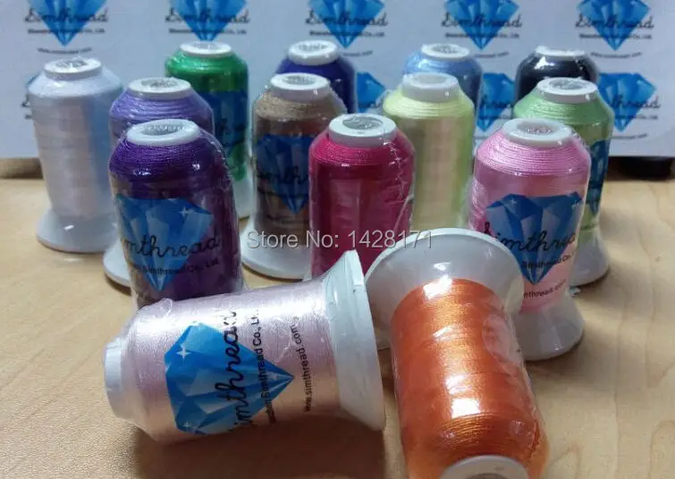 

hot selling Simthread brand 14 popular brother colors polyester embroidery thread 500m/cone with free shipping