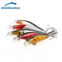BlueSardine 5PCS Minnow Fishing Lures Hard Baits Plastic Fish Swim Bait Fishing Tackle 8CM 7.6G