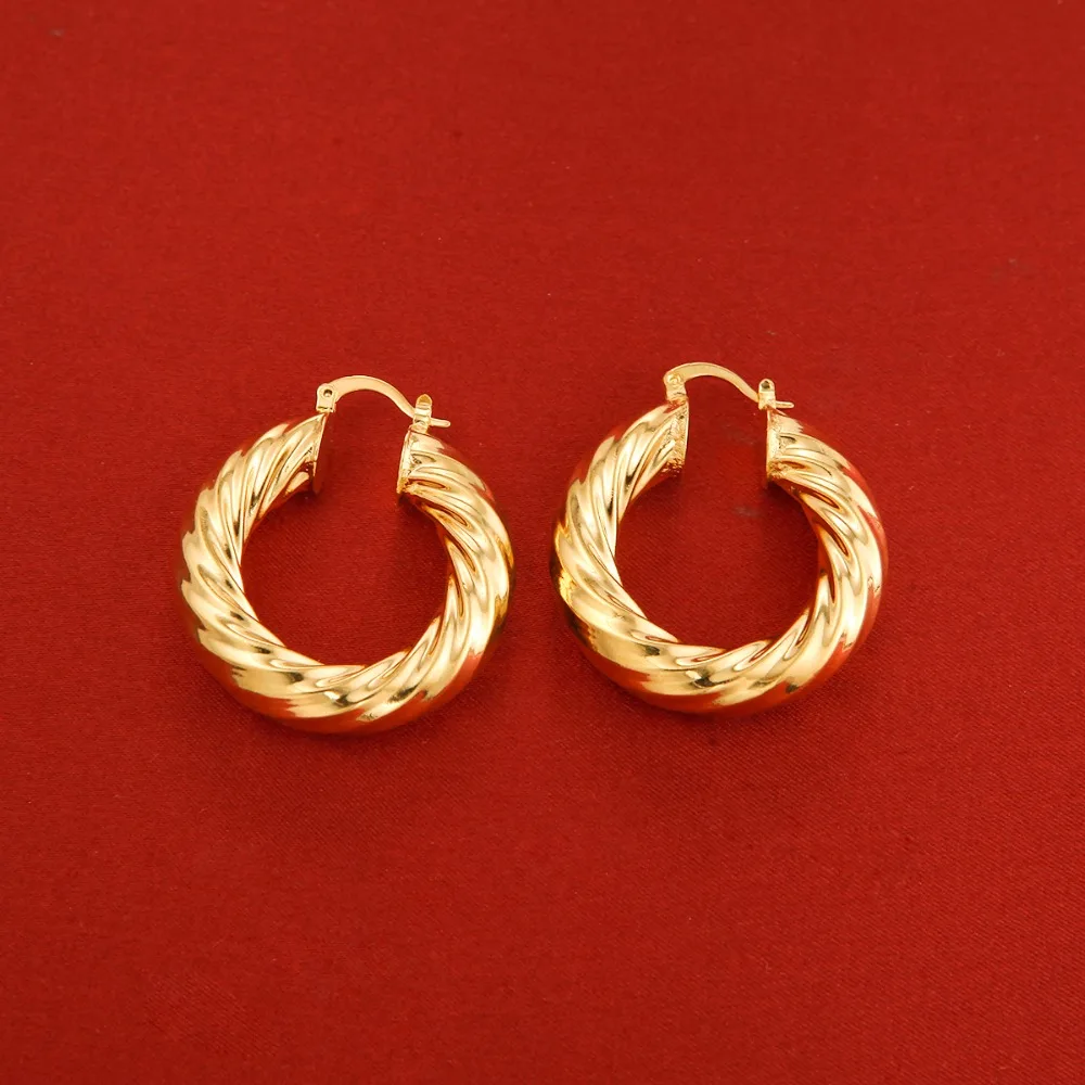 24K золотой цвет смешанные цвета скрученный круг серьги-кольца ювелирные изделия