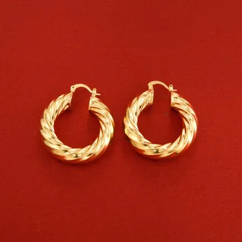 

24K Gold Color Mix Colors Twisted Circle Hoop Earrings Jewelry