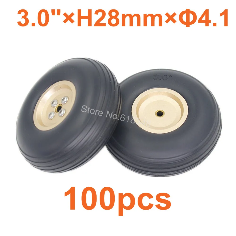 100pcs lot 3 0 76mm Quality RC Airplane Tail Rubber Wheels Alloy Hub Thickness 28mm Axle