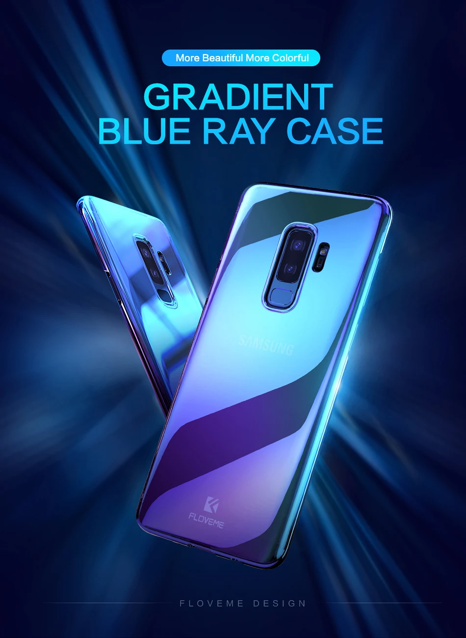 FLOVEME Hard PC Phone Case For Samsung S9 S8 Plus Luxury Slim Clear Gradient Blue Ray Light Cover For Samsung S 7 S7 Edge Case (1)