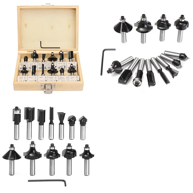 12pcs Tungsten Carbide Drill Bits 8mm Black Router Bit Set Woodworking Cutter Rotary Tool For Woodworking