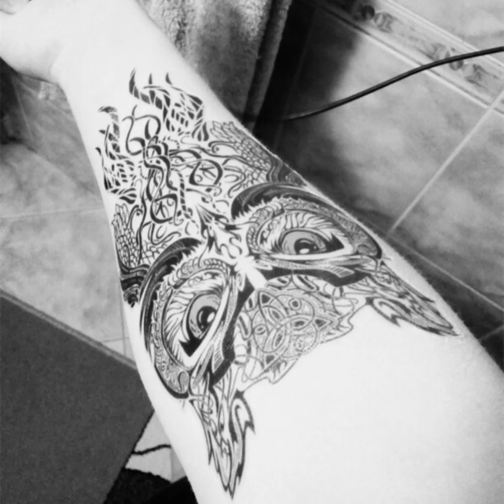 Blue-Eyes-Owl-Temporary-Tattoo-Body-Art-Flash-Tattoo-Stickers-12-20cm-Waterproof-Henna-Tatoo-Car