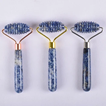 

The New Sawtooth Face Roller Massage Neck Scraping Tool Natural Sodalite Crystal Roller Hand Body Health Care Beauty Healing Sto
