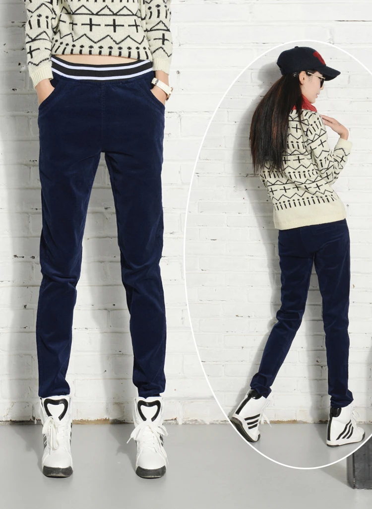 

womens corduroy casual pants high quality trousers obese autumn and winter elastic waist plus size 2XL 3XL 4XL 5XL 6XL
