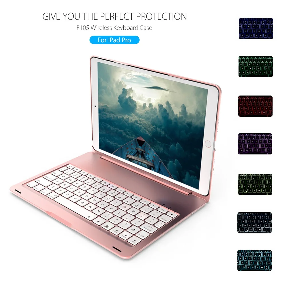 Wireless Bluetooth Keyboard Case BT3.0 10.5 Inch Tablet Holder Colorful Backlight Folding Cover Case With Keyboard For IPad Pro Wireless Bluetooth Keyboard Case BT3.0 10.5 Inch Tablet Holder Colorful Backlight Folding Cover Case With Keyboard For IPad Pro