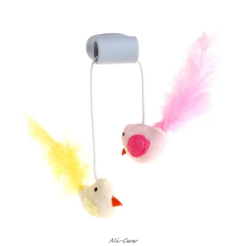 

Cat Teaser Feather False Bird Simulation Catnip Kitten Toys Pet With Suction Cup Window Accessories Interactive Elastic Rope