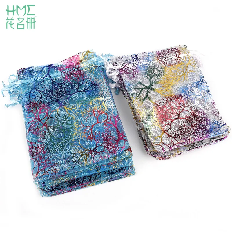 

Wholesale 50pcs/lot 13x18cm Drawstring Organza Bags White Blue Jewelry Packaging Bags Wedding Gift Bags Jewelry Pouches