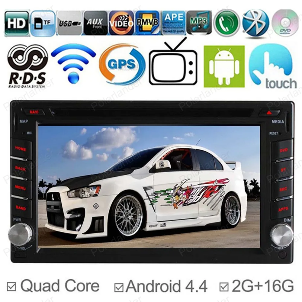 2 din для Android 4 всех автомобилей поддержка 3G DVR OBD цифровой ТВ 2G/16G четырехъядерный