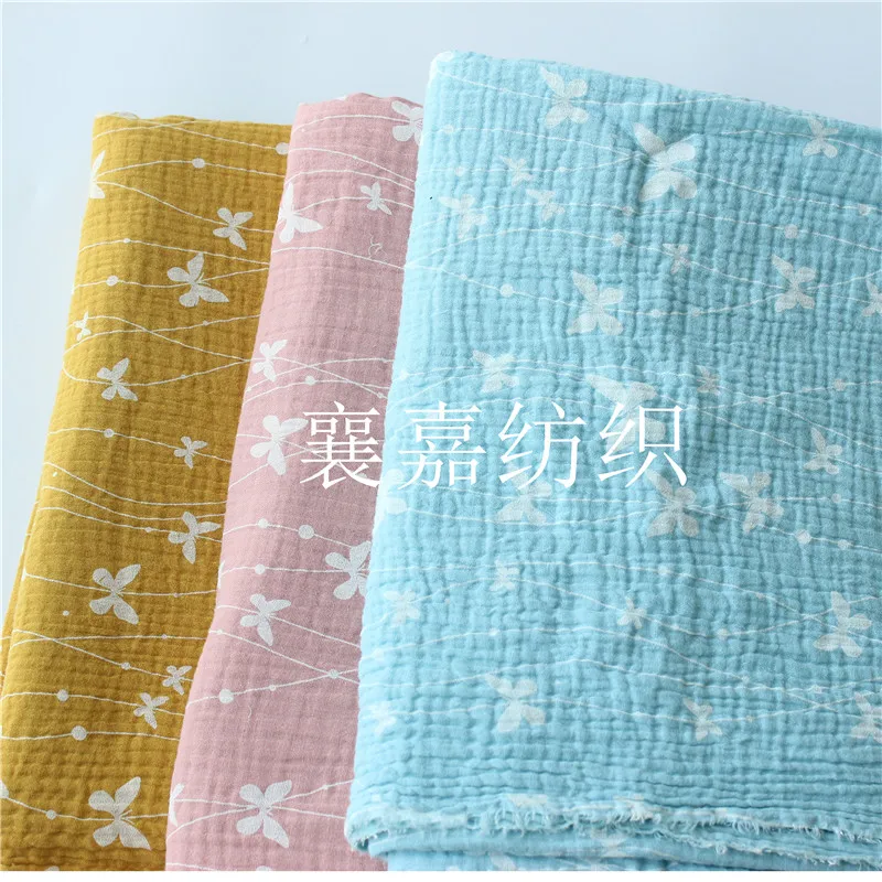 

Cotton Crepe Fabric Wear Gauze Printing Seersucker Pants Mosquito Pajamas Fabric