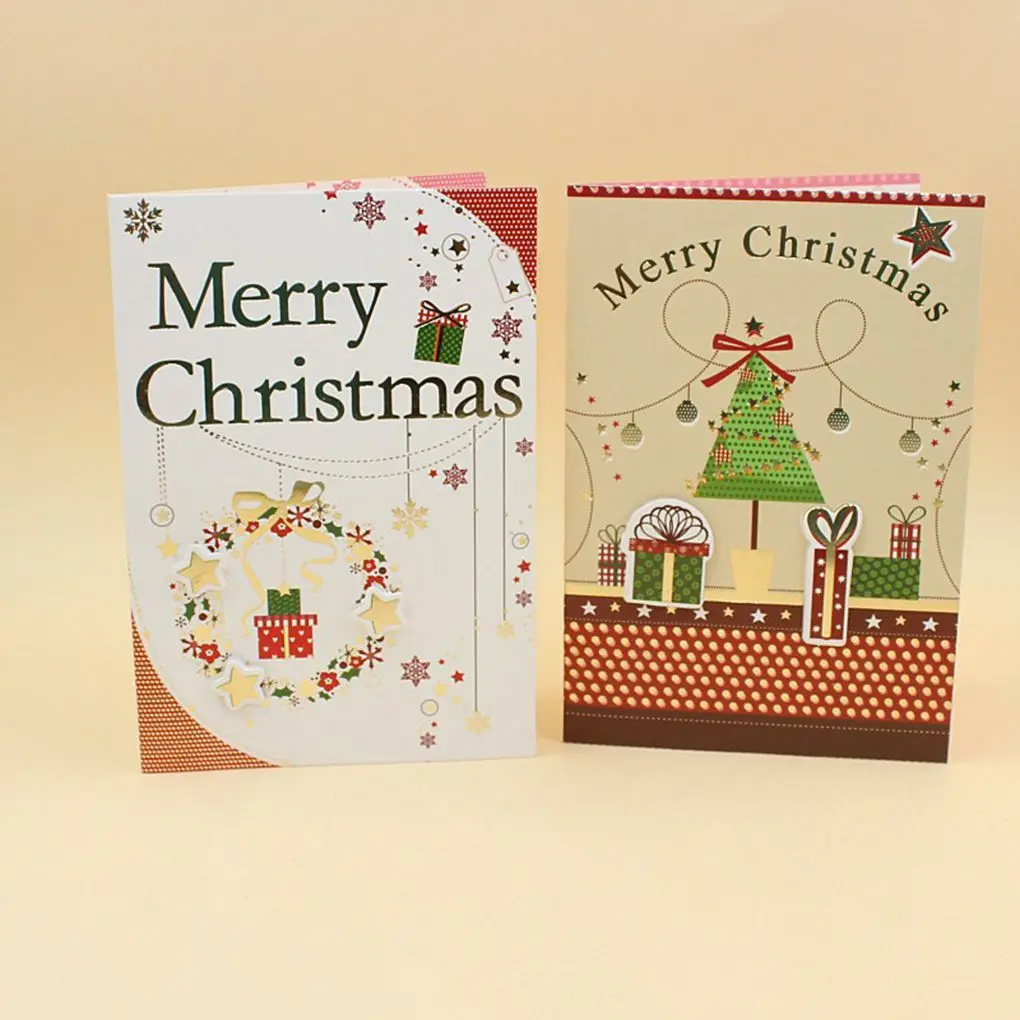 

Christmas theme folding Merry Christmas message card with envelope New Year blessing greeting card Gift cards