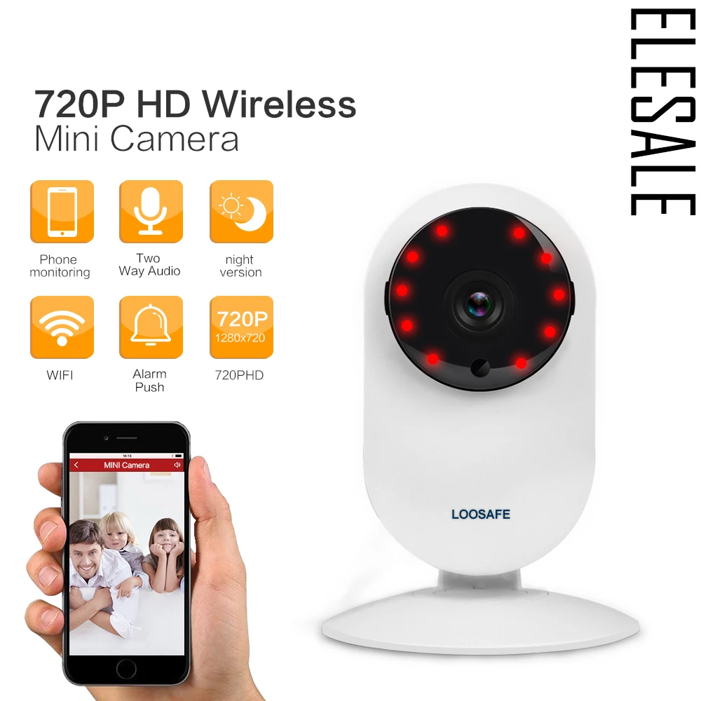 3.6mm White Onvif Mini WIFI IP Camera CCTV HD 720P Night Vision For PC
