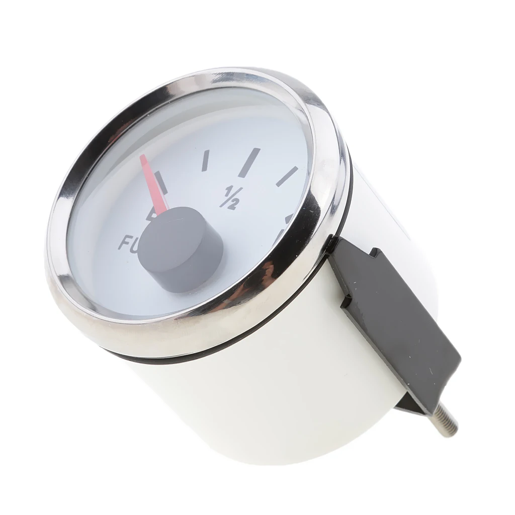 1 Set 2 inch 12V Car Fuel Level Gauge Car Meter with Fuel Float Sensor E-1/2-F Pointer Fuel Tank White  Rim Automotive Gauges