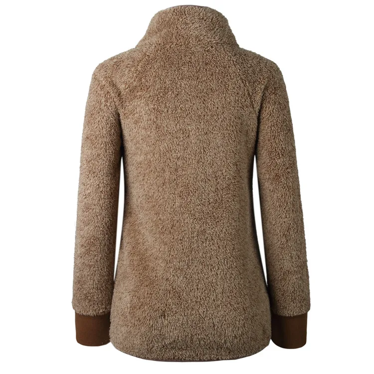 Spring, autumn and winter cotton coat stitching Mao Maorong oblique collar coat jacket sweater (12)