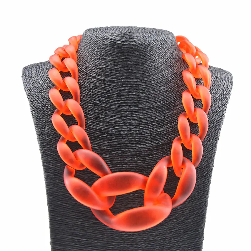 Ufavoirte, уникальный дизайн, Большая пластиковая полимерная цепочка, ожерелье для женщин, модное ювелирное изделие, матовое яркое цветное ожерелье - Окраска металла: B red