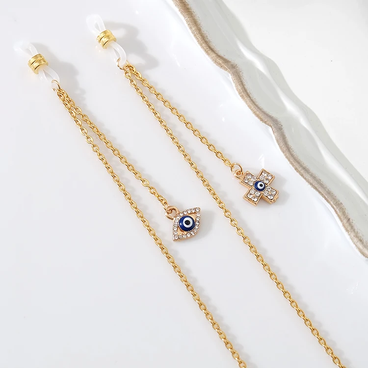 Chaine de luneettes femme позолоченные титановые большие глаза крест винтажные цепочки для