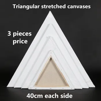 

40cm size triangular special shape canvas for painting 3 pieces
