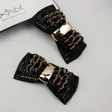 5 пара/лот) Модный высококачественный металлический с бусинами бант обувь Пряжка для обуви цветок кусок сумка аксессуары 7*4,0 см