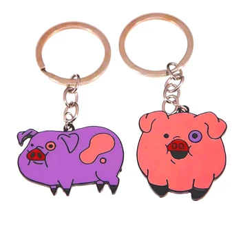 

FREE SHIPPING BY DHL 100pcs/lot 2019 New Funny Pig Keychains Metal Pink Pig Keyrings for Gifts